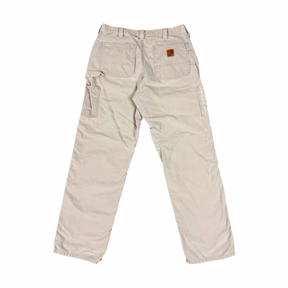Vintage Carhartt B151 TAN Men's Beige Cotton Canvas Work Utility Pants Size 34